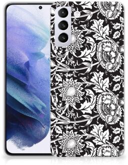 B2Ctelecom Telefoon Hoesje Samsung Galaxy S21 Plus Mobiel Case Zwart Bloemen