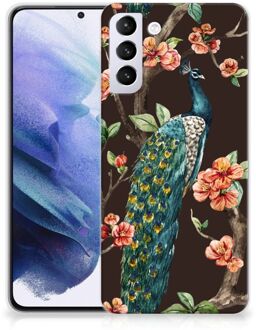 B2Ctelecom Telefoon Hoesje Samsung Galaxy S21 Plus Siliconen Back Cover Pauw met Bloemen