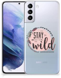 B2Ctelecom Telefoon Hoesje Samsung Galaxy S21 Plus Siliconen Back Cover Transparant Boho Stay Wild