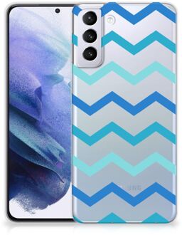 B2Ctelecom Telefoon Hoesje Samsung Galaxy S21 Plus Siliconen Back Cover Zigzag Blauw