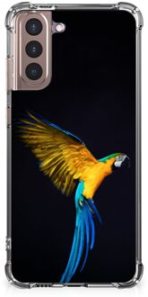 B2Ctelecom Telefoon Hoesje Samsung Galaxy S21 Plus TPU Siliconen Hoesje met transparante rand Papegaai