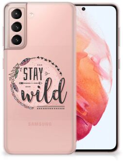 B2Ctelecom Telefoon Hoesje Samsung Galaxy S21 Siliconen Back Cover Transparant Boho Stay Wild