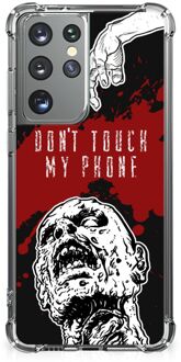 B2Ctelecom Telefoon Hoesje Samsung Galaxy S21 Ultra Backcover Soft Siliconen Hoesje met transparante rand Zombie Blood