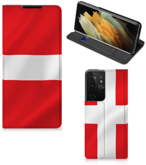 B2Ctelecom Telefoon Hoesje Samsung Galaxy S21 Ultra Book Case Deense Vlag