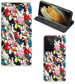 B2Ctelecom Telefoon Hoesje Samsung Galaxy S21 Ultra Bookcover Case Birds