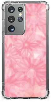 B2Ctelecom Telefoon Hoesje Samsung Galaxy S21 Ultra Case Anti-shock met transparante rand Lente Bloemen