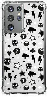 B2Ctelecom Telefoon Hoesje Samsung Galaxy S21 Ultra Case met transparante rand Silver Punk