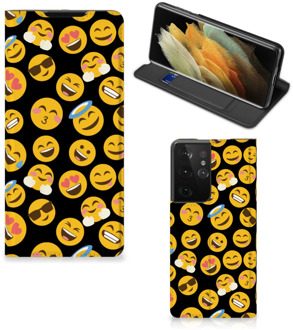 B2Ctelecom Telefoon Hoesje Samsung Galaxy S21 Ultra Flip Cover Emoji