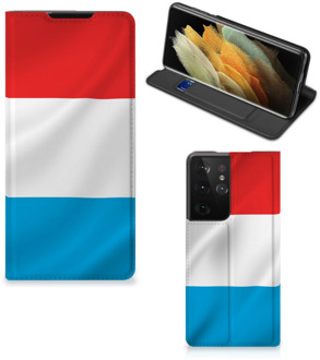 B2Ctelecom Telefoon Hoesje Samsung Galaxy S21 Ultra Flip Cover Luxemburgse Vlag