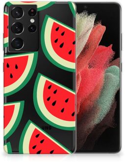 B2Ctelecom Telefoon Hoesje Samsung Galaxy S21 Ultra Hoesje Bumper Doorzichtig Watermelons