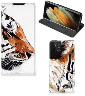 B2Ctelecom Telefoon Hoesje Samsung Galaxy S21 Ultra Hoesje met Tekst Tiger