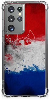 B2Ctelecom Telefoon Hoesje Samsung Galaxy S21 Ultra Leuk Hoesje met transparante rand Nederlandse Vlag