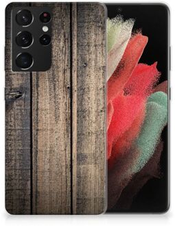 B2Ctelecom Telefoon Hoesje Samsung Galaxy S21 Ultra Leuk TPU Back Cover Steigerhout