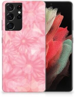 B2Ctelecom Telefoon Hoesje Samsung Galaxy S21 Ultra Silicone Back Case Lente Bloemen