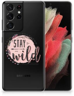 B2Ctelecom Telefoon Hoesje Samsung Galaxy S21 Ultra Siliconen Back Cover Transparant Boho Stay Wild