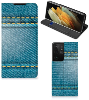 B2Ctelecom Telefoon Hoesje Samsung Galaxy S21 Ultra Wallet Case Jeans