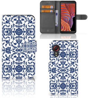 B2Ctelecom Telefoon Hoesje Samsung Galaxy Xcover 5 Book Case Flower Blue