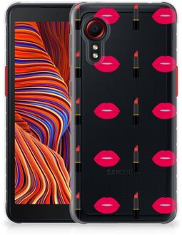 B2Ctelecom Telefoon Hoesje Samsung Galaxy Xcover 5 Silicone Hoesje Doorzichtig Lipstick Kiss