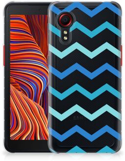 B2Ctelecom Telefoon Hoesje Samsung Galaxy Xcover 5 Siliconen Back Cover Zigzag Blauw