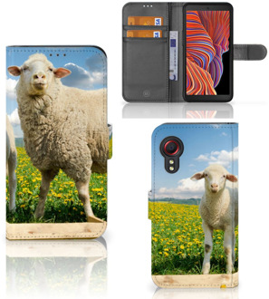 B2Ctelecom Telefoon Hoesje Samsung Galaxy Xcover 5 Wallet Book Case met foto Schaap en Lammetje