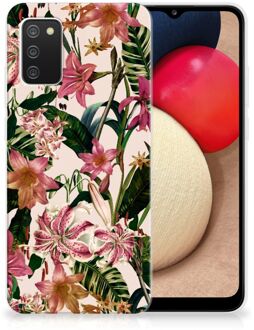 B2Ctelecom Telefoon Hoesje Samsung M02s | Samsung Galaxy A02s Leuk TPU Back Case Bloemen