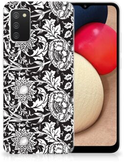 B2Ctelecom Telefoon Hoesje Samsung M02s | Samsung Galaxy A02s Mobiel Case Zwart Bloemen