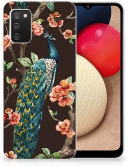 B2Ctelecom Telefoon Hoesje Samsung M02s | Samsung Galaxy A02s Siliconen Back Cover Pauw met Bloemen