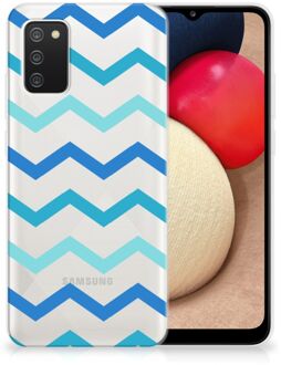 B2Ctelecom Telefoon Hoesje Samsung M02s | Samsung Galaxy A02s Siliconen Back Cover Zigzag Blauw