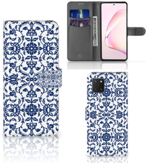 B2Ctelecom Telefoon Hoesje Samsung Note 10 Lite Book Case Flower Blue