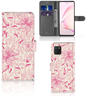 B2Ctelecom Telefoon Hoesje Samsung Note 10 Lite Magnet Case Pink Flowers