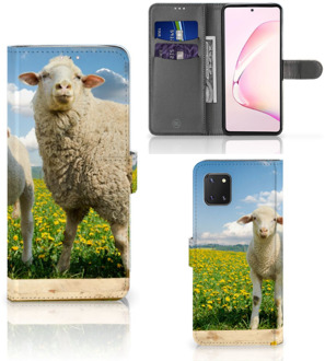 B2Ctelecom Telefoon Hoesje Samsung Note 10 Lite Wallet Book Case met foto Schaap en Lammetje