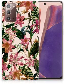 B2Ctelecom Telefoon Hoesje Samsung Note 20 Leuk TPU Back Case Bloemen