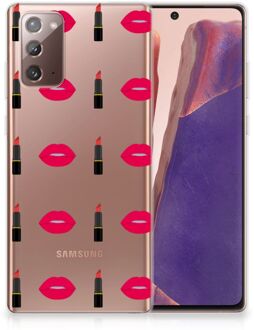 B2Ctelecom Telefoon Hoesje Samsung Note 20 Silicone Hoesje Doorzichtig Lipstick Kiss