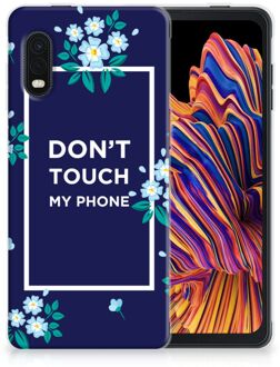 B2Ctelecom Telefoon Hoesje Samsung Xcover Pro Leuk TPU Back Case Flowers Blue Don't Touch My Phone