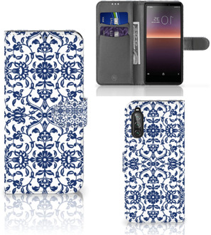 B2Ctelecom Telefoon Hoesje Sony Xperia 10 II Book Case Flower Blue