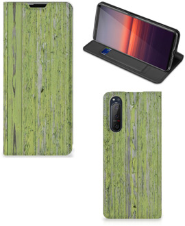 B2Ctelecom Telefoon Hoesje Sony Xperia 5 II Wallet Case Green Wood