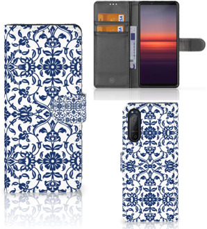 B2Ctelecom Telefoon Hoesje Sony Xperia 5II Book Case Flower Blue