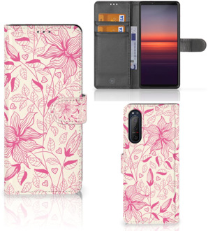 B2Ctelecom Telefoon Hoesje Sony Xperia 5II Magnet Case Pink Flowers