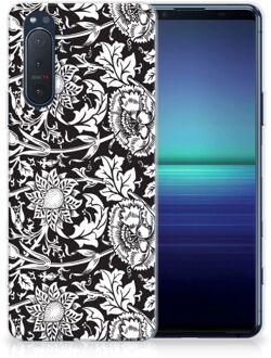 B2Ctelecom Telefoon Hoesje Sony Xperia 5II Mobiel Case Zwart Bloemen