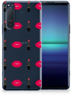 B2Ctelecom Telefoon Hoesje Sony Xperia 5II Silicone Hoesje Doorzichtig Lipstick Kiss