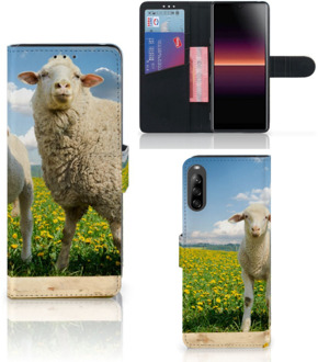 B2Ctelecom Telefoon Hoesje Sony Xperia L4 Wallet Book Case met foto Schaap en Lammetje