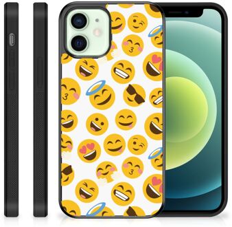 B2Ctelecom Telefoon Hoesje Super als Cadeautjes voor Meisjes iPhone 12 Mini Backcover Soft Siliconen Hoesje met Zwarte rand Emoji