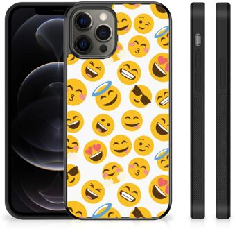 B2Ctelecom Telefoon Hoesje Super als Cadeautjes voor Meisjes iPhone 12 Pro Max Backcover Soft Siliconen Hoesje met Zwarte rand Emoji