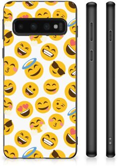 B2Ctelecom Telefoon Hoesje Super als Cadeautjes voor Meisjes Samsung Galaxy S10 Backcover Soft Siliconen Hoesje met Zwarte rand Emoji