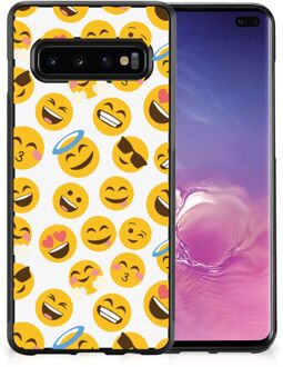 B2Ctelecom Telefoon Hoesje Super als Cadeautjes voor Meisjes Samsung Galaxy S10+ Backcover Soft Siliconen Hoesje met Zwarte rand Emoji