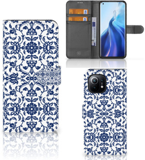 B2Ctelecom Telefoon Hoesje Xiaomi Mi 11 Book Case Flower Blue