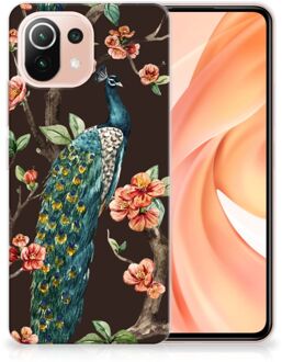 B2Ctelecom Telefoon Hoesje Xiaomi Mi 11 Lite Siliconen Back Cover Pauw met Bloemen