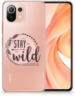 B2Ctelecom Telefoon Hoesje Xiaomi Mi 11 Lite Siliconen Back Cover Transparant Boho Stay Wild