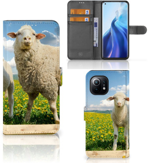 B2Ctelecom Telefoon Hoesje Xiaomi Mi 11 Wallet Book Case met foto Schaap en Lammetje