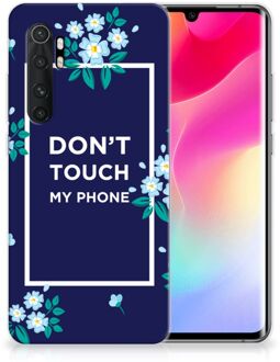 B2Ctelecom Telefoon Hoesje Xiaomi Mi Note 10 Lite Leuk TPU Back Case Flowers Blue Don't Touch My Phone